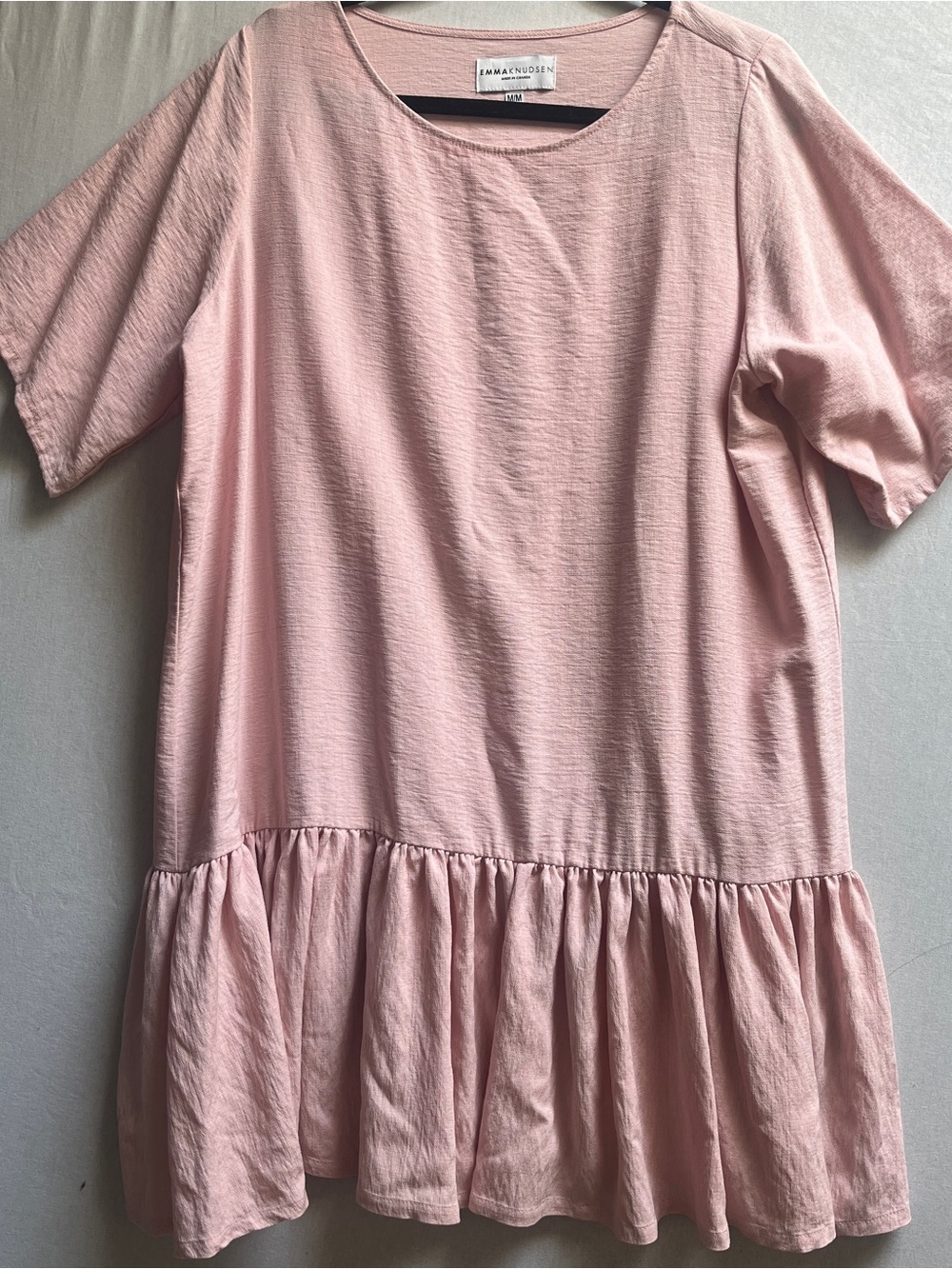 Emma Knudsen Blush Pink Drop Waist Ruffle Tunic Mini Dress Size M